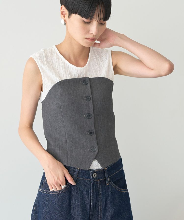 AMERICAN HOLIC「【2WAY】イージーケアフロントボタンビスチェ」|ベスト・ジレ|