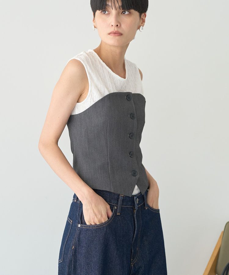 AMERICAN HOLIC「【2WAY】イージーケアフロントボタンビスチェ」|ベスト・ジレ|