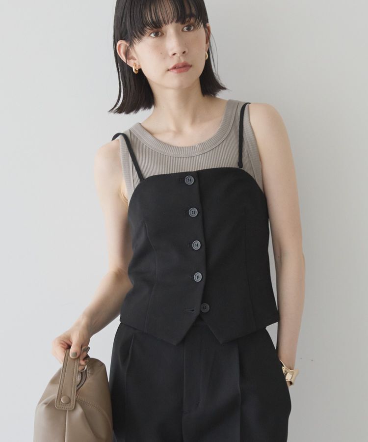 AMERICAN HOLIC「【2WAY】イージーケアフロントボタンビスチェ」|ベスト・ジレ|Black