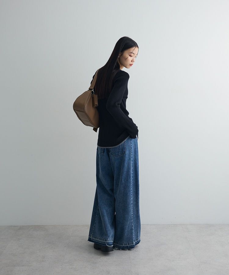 AnriettMusee「配色レイヤードポロリブニットカーディガン」|ニット・セーター|