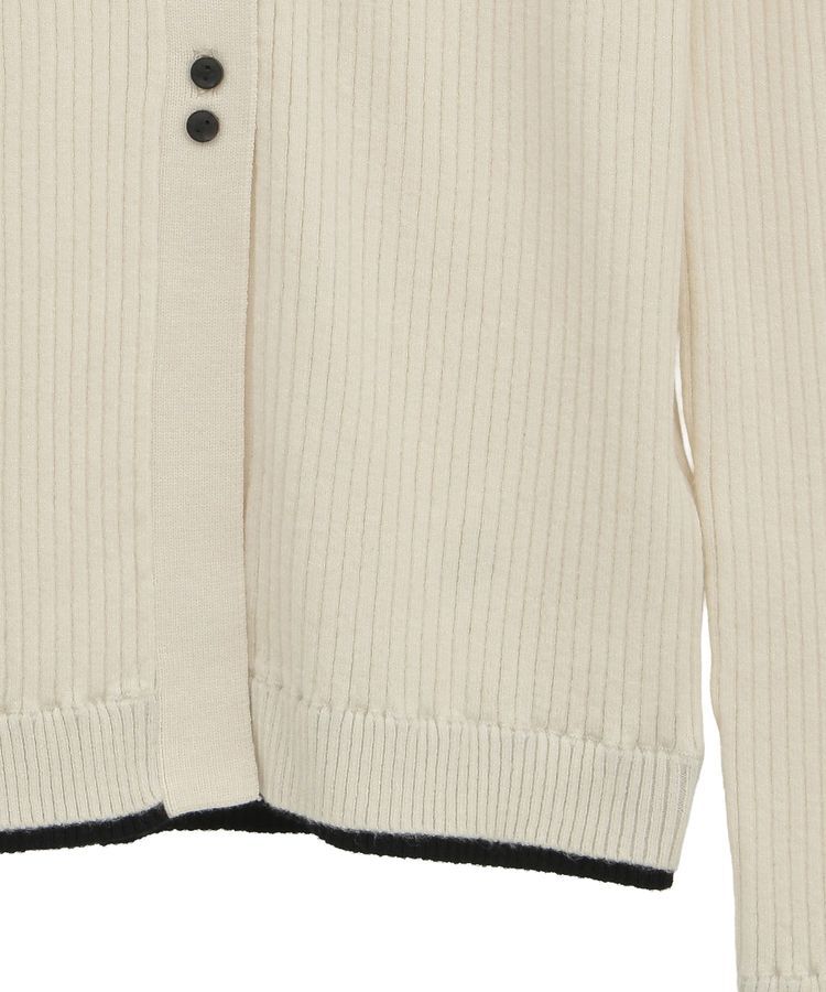 AnriettMusee「配色レイヤードポロリブニットカーディガン」|ニット・セーター|