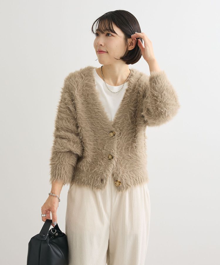 Green Parks「・Petit Fleur シャギーニットカーディガン」|カーディガン|Gray Beige
