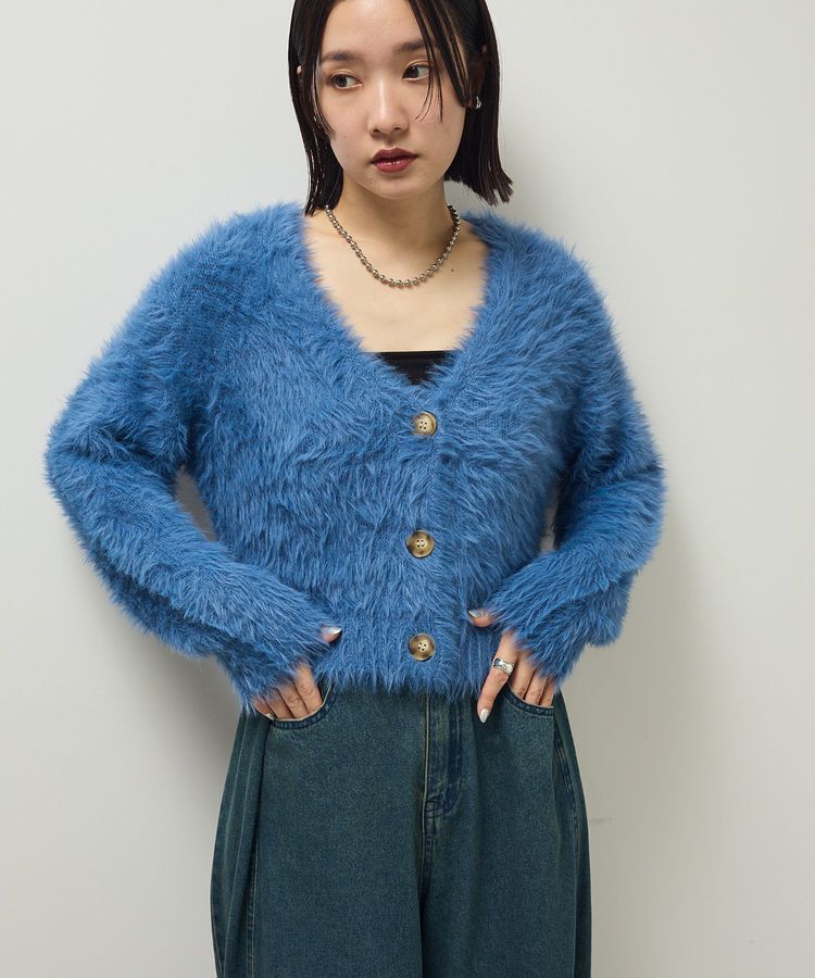 Green Parks「・Petit Fleur シャギーニットカーディガン」|カーディガン|Blue
