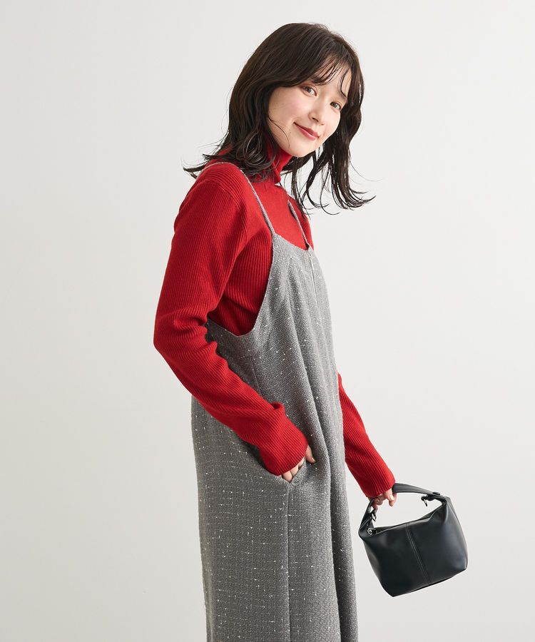 Green Parks「フロントZIPツイードキャミワンピース」|ワンピース|