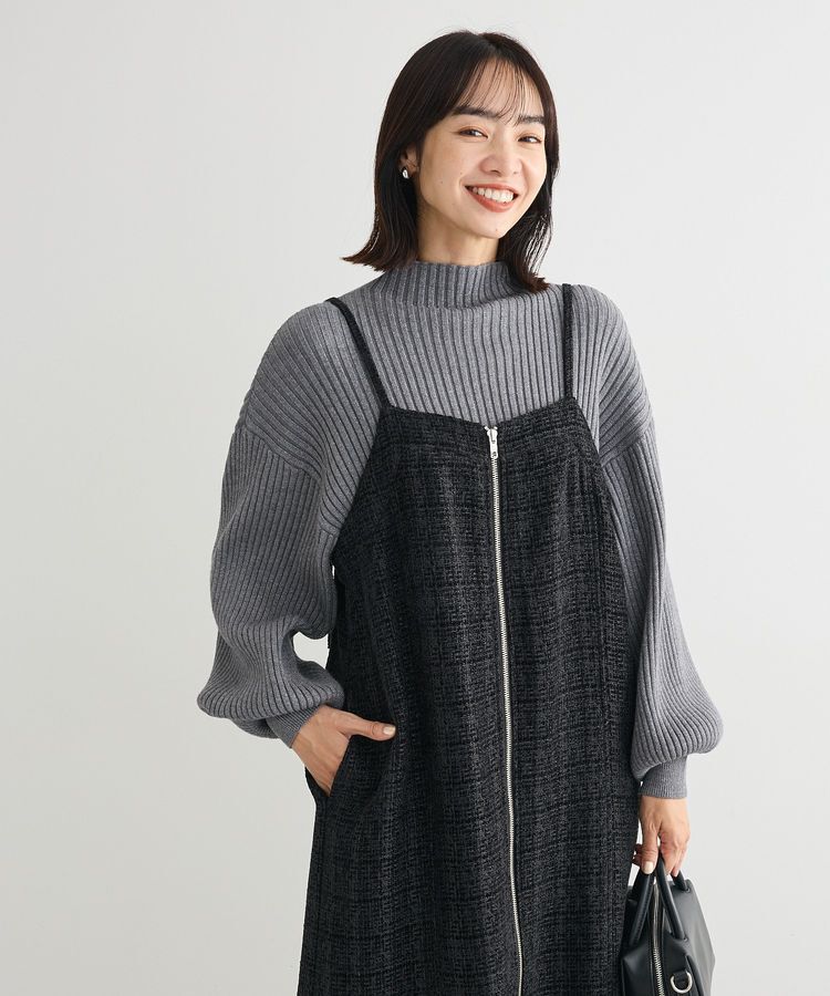 Green Parks「フロントZIPツイードキャミワンピース」|ワンピース|