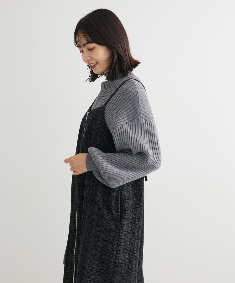 Green Parks「フロントZIPツイードキャミワンピース」|ワンピース|