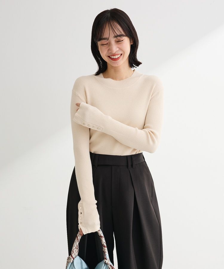 Green Parks「袖口金釦リブニットプルオーバー」|ニット・セーター|