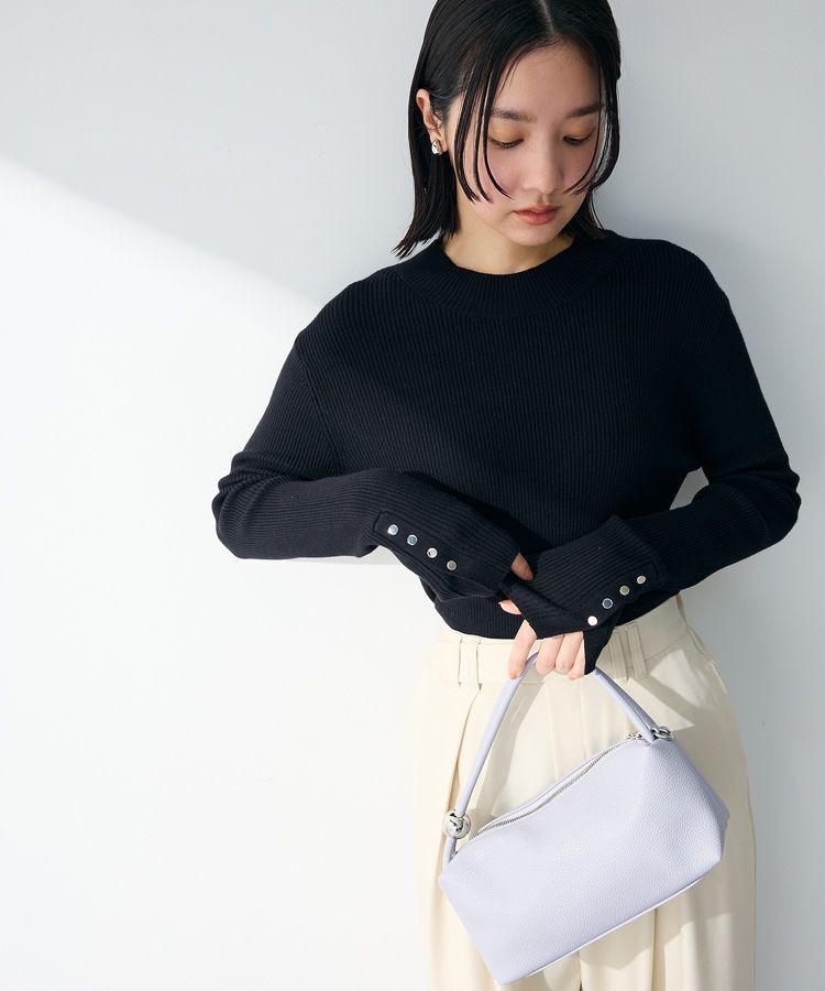 Green Parks「袖口金釦リブニットプルオーバー」|ニット・セーター|Black