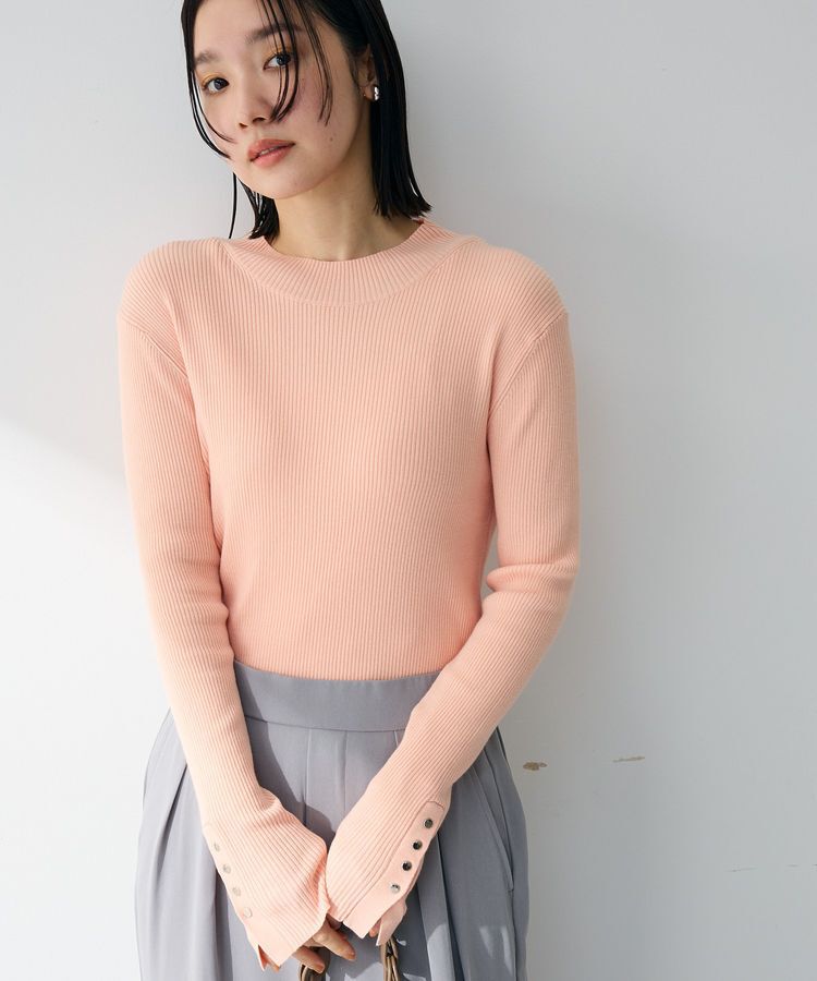 Green Parks「袖口金釦リブニットプルオーバー」|ニット・セーター|Pink