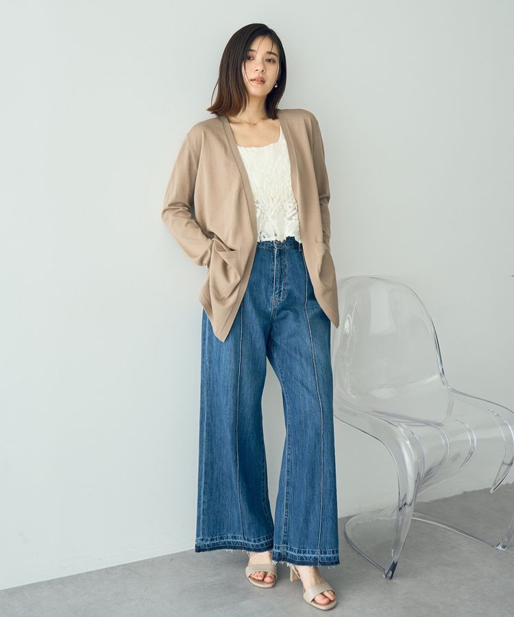 YECCA VECCA「【接触冷感】スリットミドル丈カーディガン」|カーディガン|