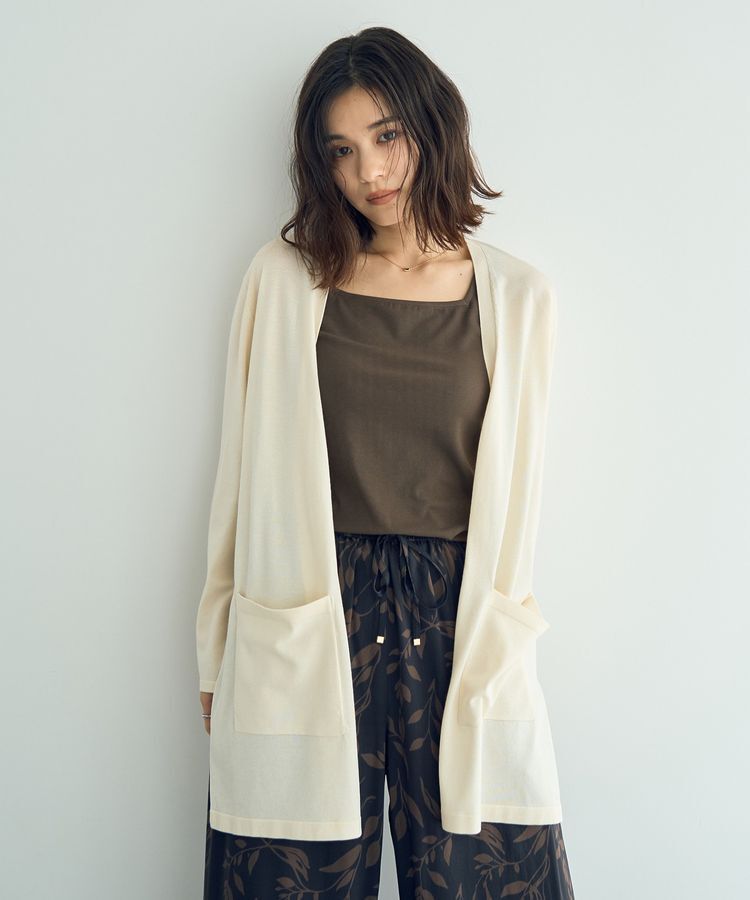 YECCA VECCA「【接触冷感】スリットミドル丈カーディガン」|カーディガン|