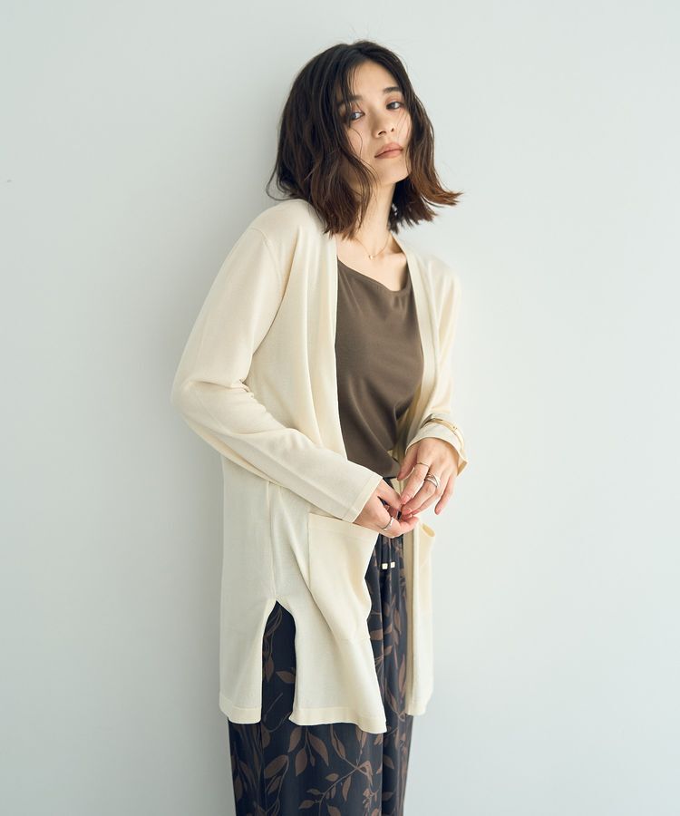YECCA VECCA「【接触冷感】スリットミドル丈カーディガン」|カーディガン|
