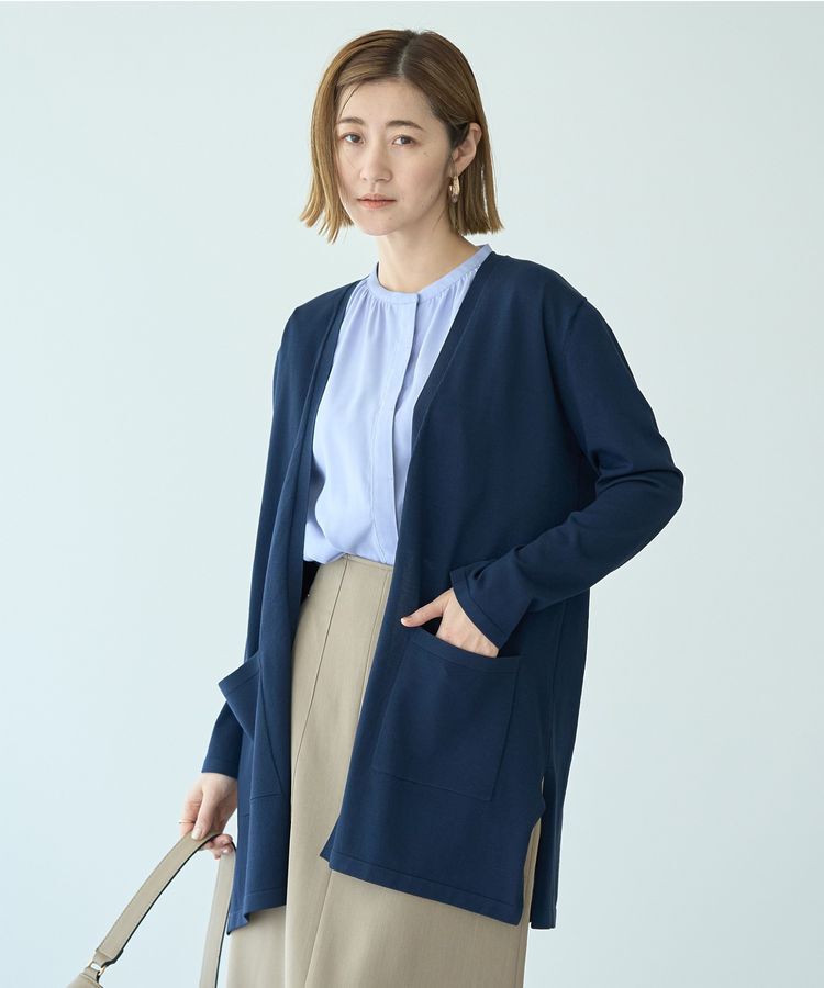 YECCA VECCA「【接触冷感】スリットミドル丈カーディガン」|カーディガン|
