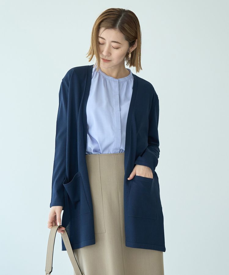 YECCA VECCA「【接触冷感】スリットミドル丈カーディガン」|カーディガン|Navy