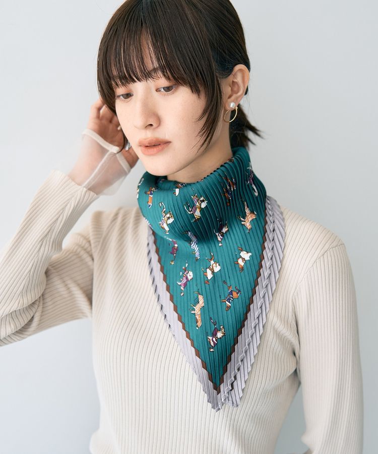 YECCA VECCA「ホースプリントプリーツスカーフ」|バンダナ・スカーフ|