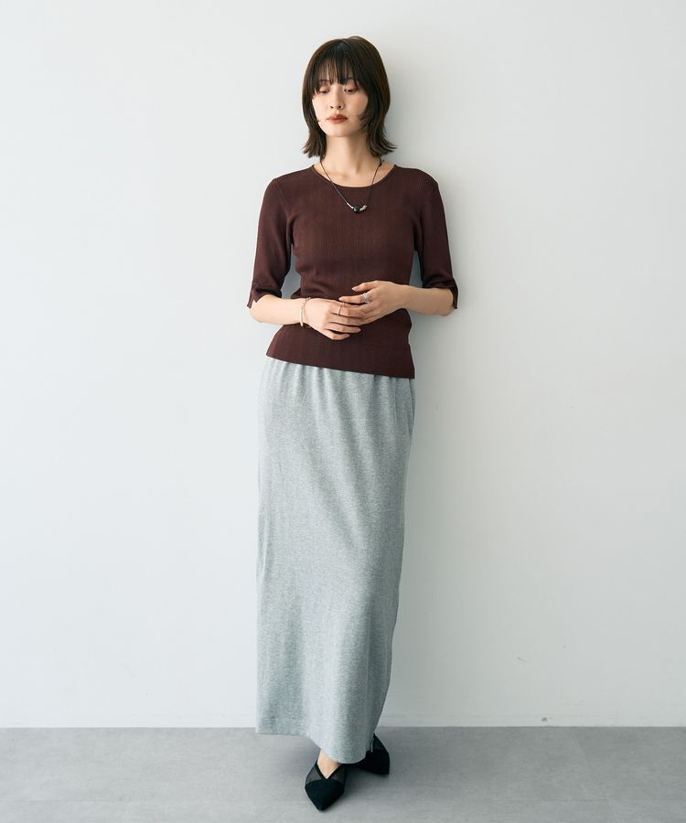 YECCA VECCA「5分袖リブニット」|ニット・セーター|