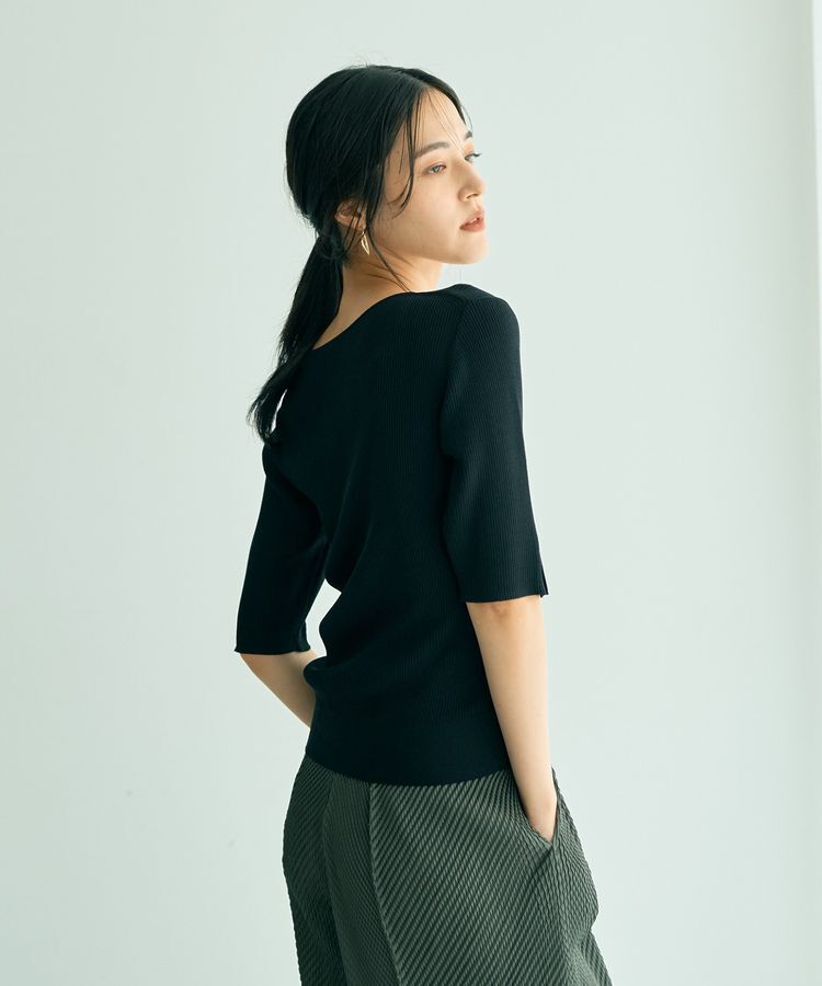 YECCA VECCA「5分袖リブニット」|ニット・セーター|