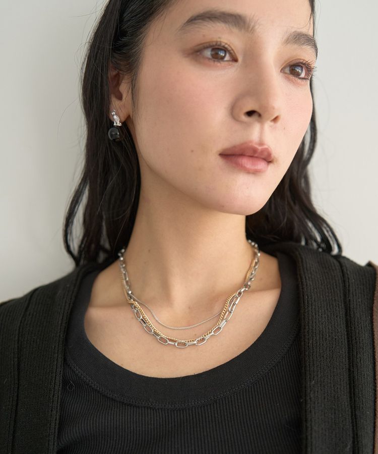 YECCA VECCA「3連チェーンMIXネックレス」|ネックレス|