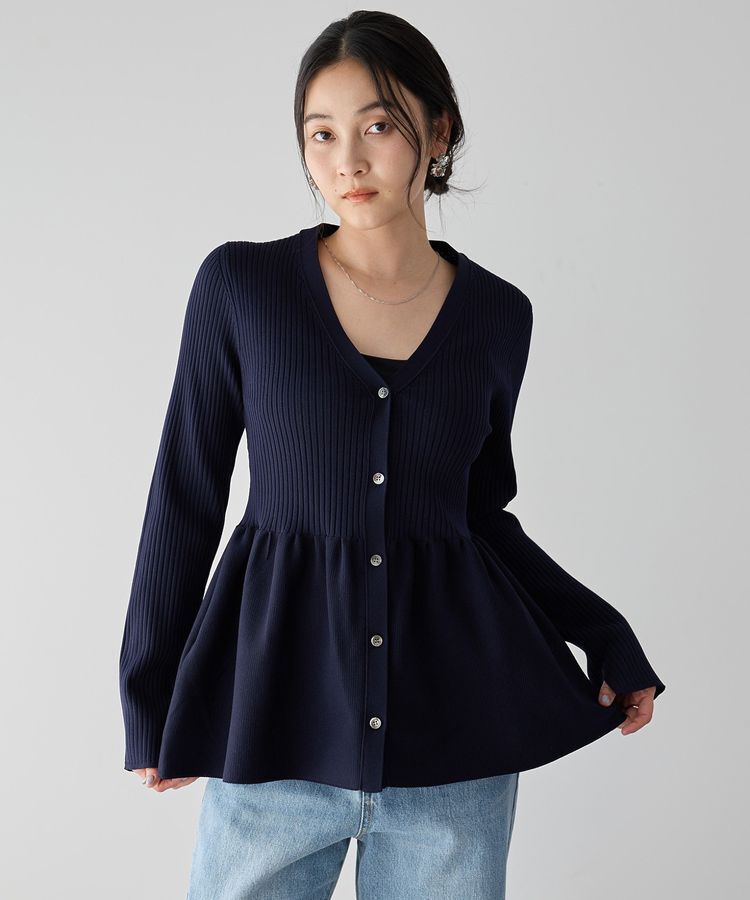 YECCA VECCA「ペプラムカーディガン」|カーディガン|Navy