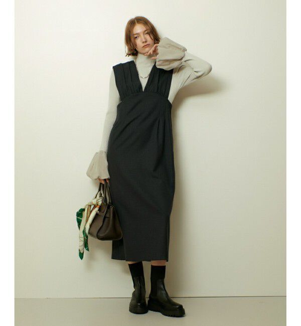 allureville「サイドタックジャンスカワンピース」|ワンピース|チャコールグレー