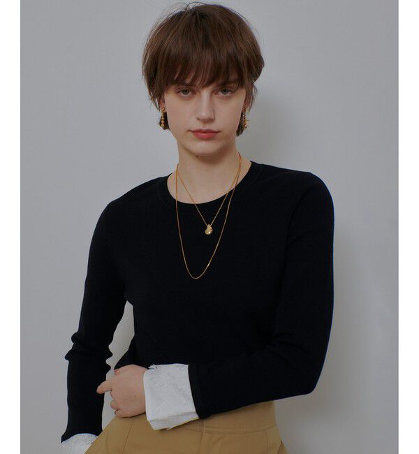 allureville「レースカフスドッキングプルオーバー」|ニット・セーター|