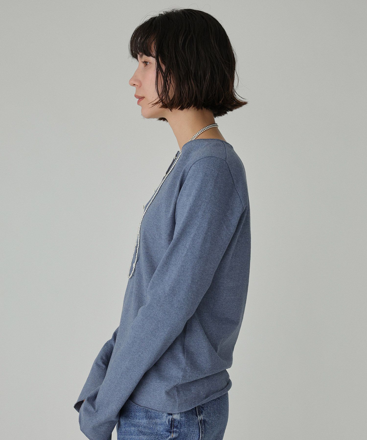 BABYLONE「デニム天竺ヘンリーネックプルオーバー」|Tシャツ・カットソー|