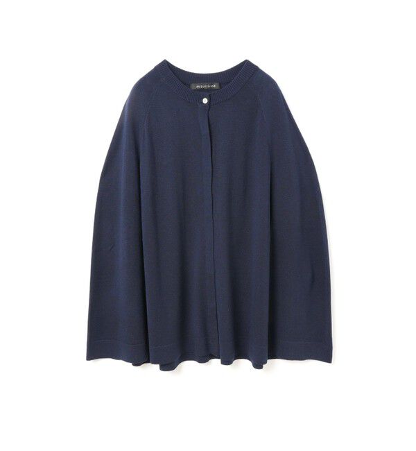 mizuiro ind「mizuiro ind ハイゲージケープチュニックカーディガン」|カーディガン|ネイビー