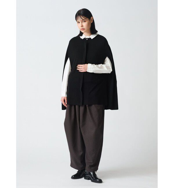 mizuiro ind「mizuiro ind ハイゲージケープチュニックカーディガン」|カーディガン|