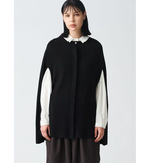 mizuiro ind「mizuiro ind ハイゲージケープチュニックカーディガン」|カーディガン|