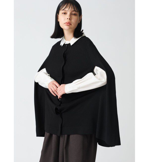 mizuiro ind「mizuiro ind ハイゲージケープチュニックカーディガン」|カーディガン|