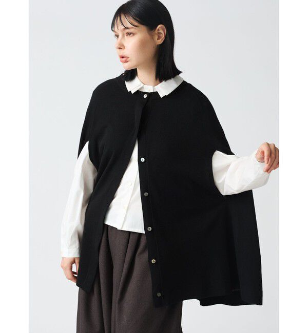 mizuiro ind「mizuiro ind ハイゲージケープチュニックカーディガン」|カーディガン|