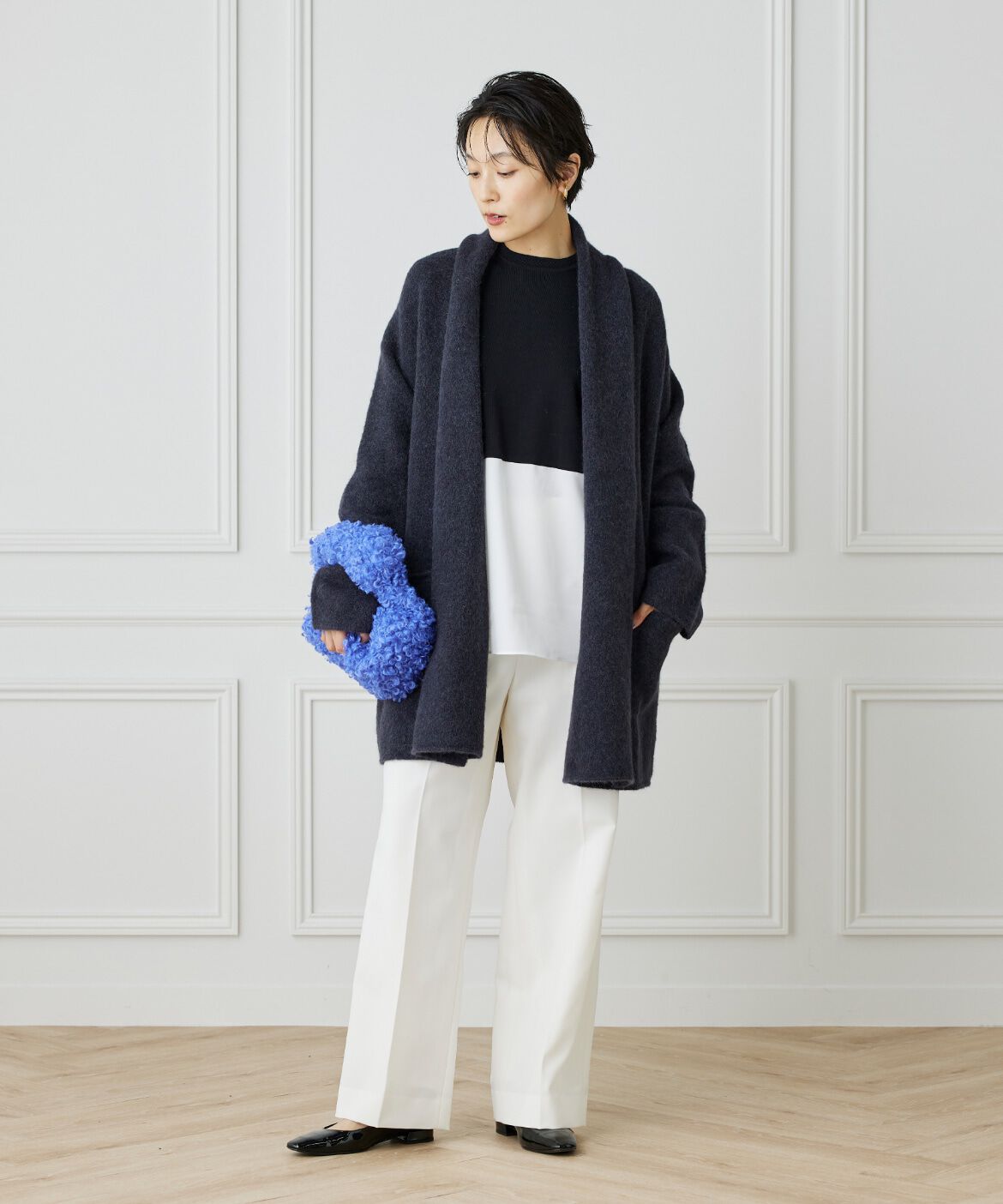 INED「《大きいサイズ》ドッキングニット」|ニット・セーター|