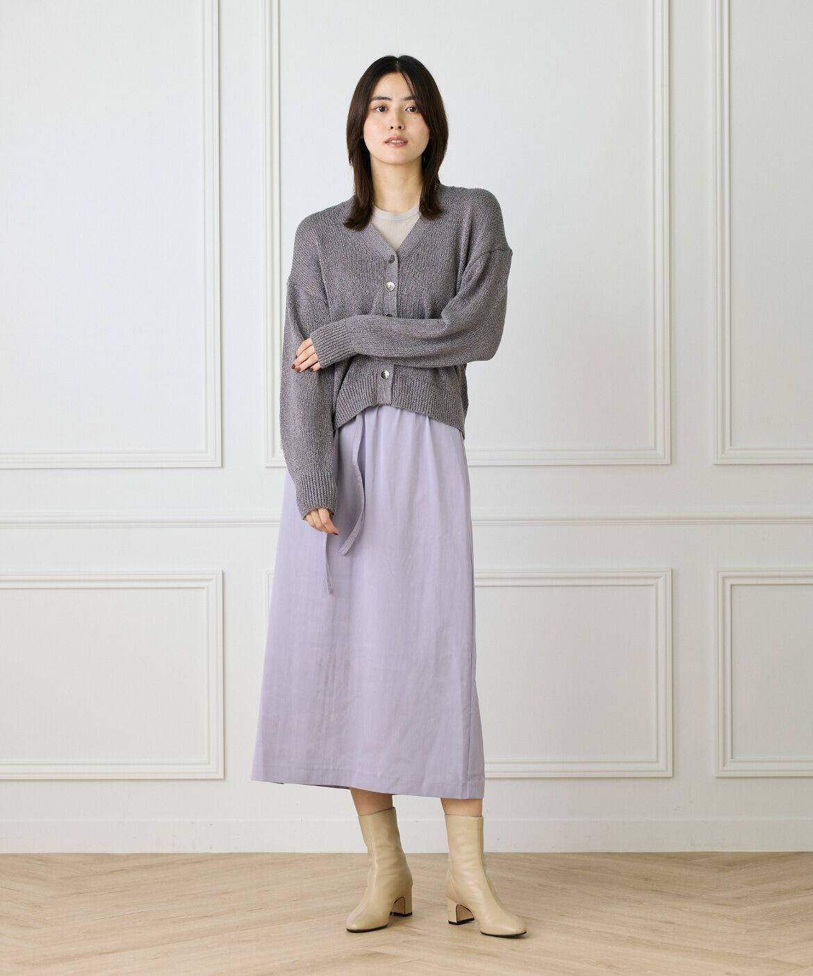 Le Souk「《大きいサイズ》細タイベルト付きAラインスカート」|タイト|