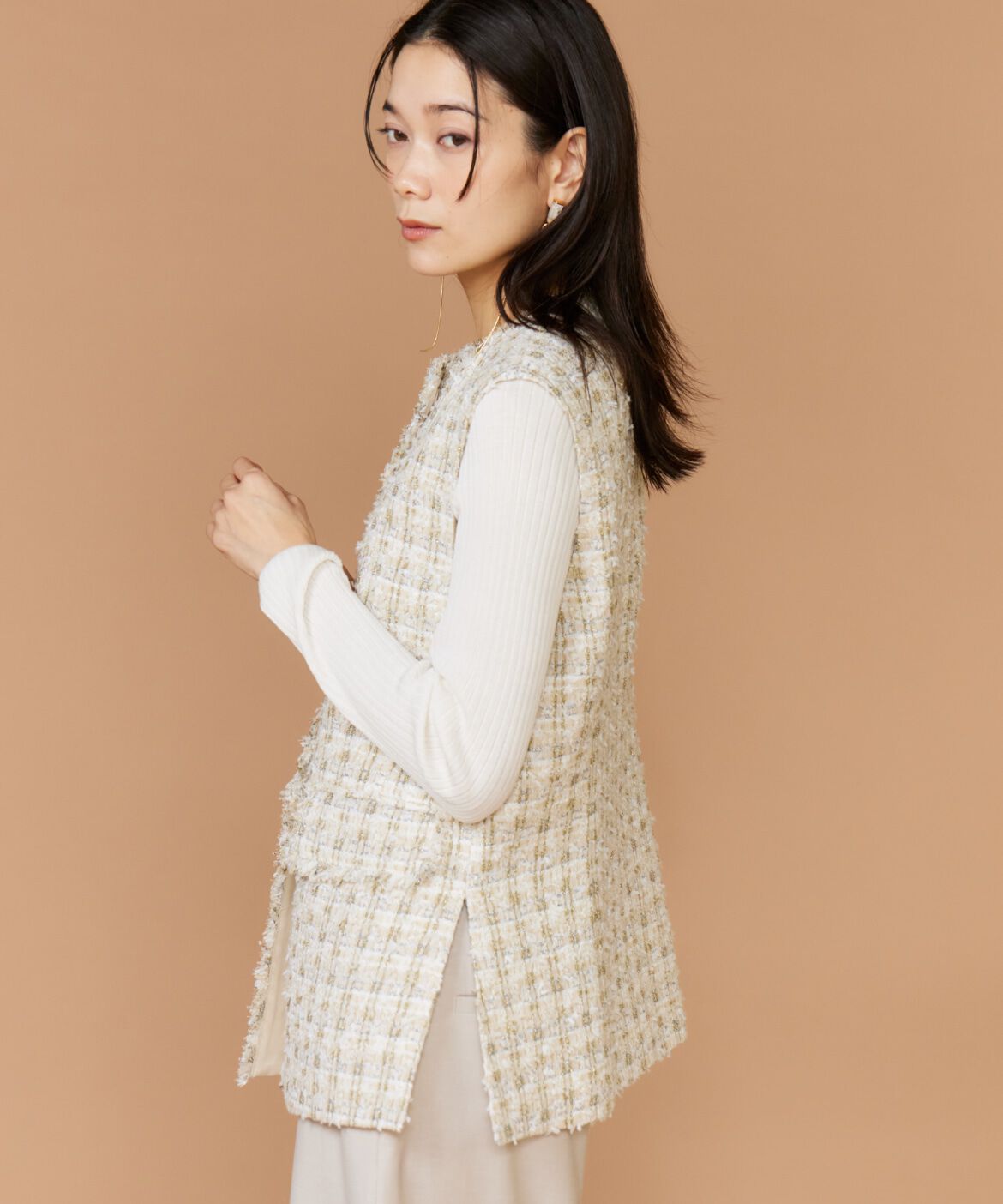 INED「ツイードジレ」|ダウンベスト・ベスト|