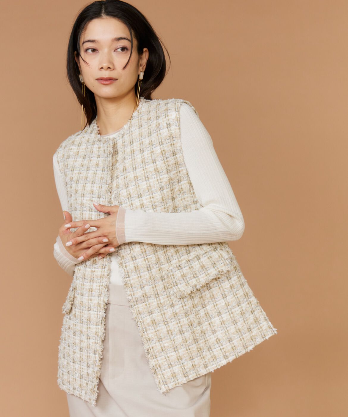 INED「ツイードジレ」|ダウンベスト・ベスト|