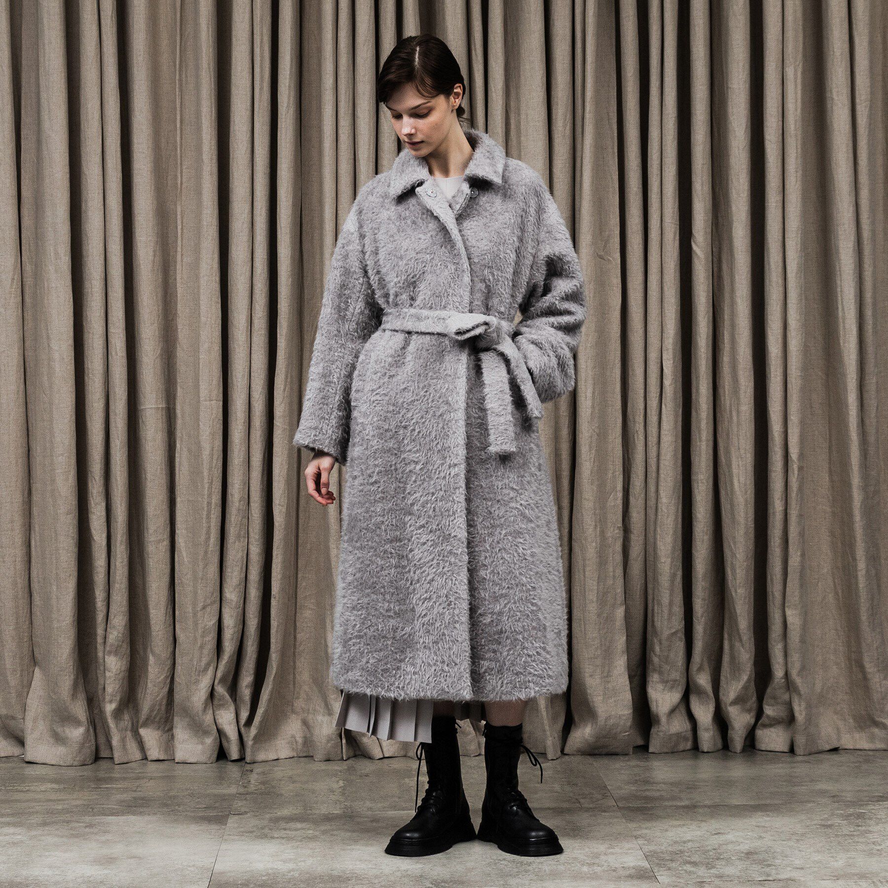 UNTITLED「スーリーアルパカコート」|ステンカラーコート|