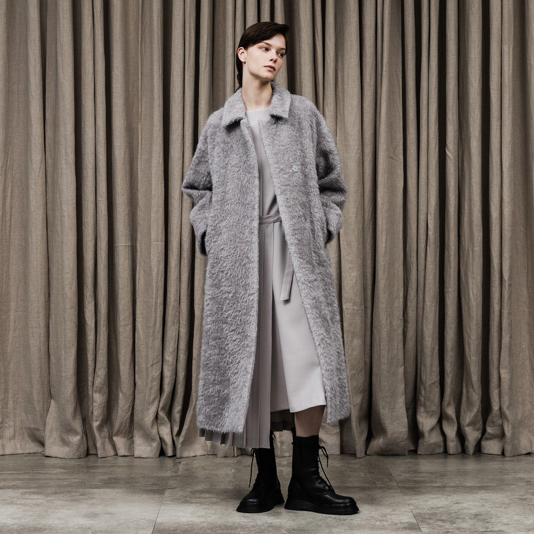 UNTITLED「スーリーアルパカコート」|ステンカラーコート|