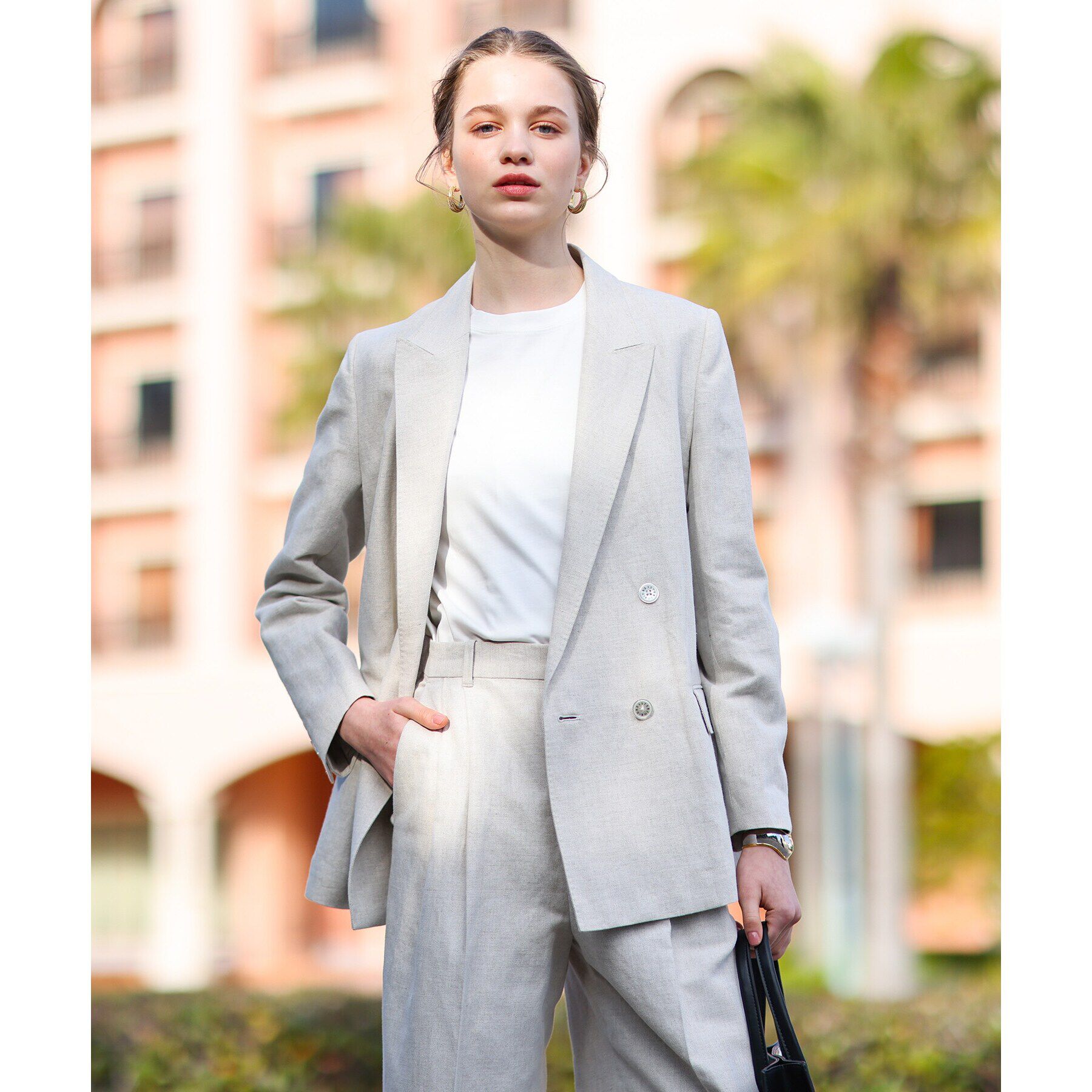 DRESSTERIOR「【CLASSY.5月号掲載】【セットアップ可】コットンリネンダブルジャケット」|テーラードジャケット|