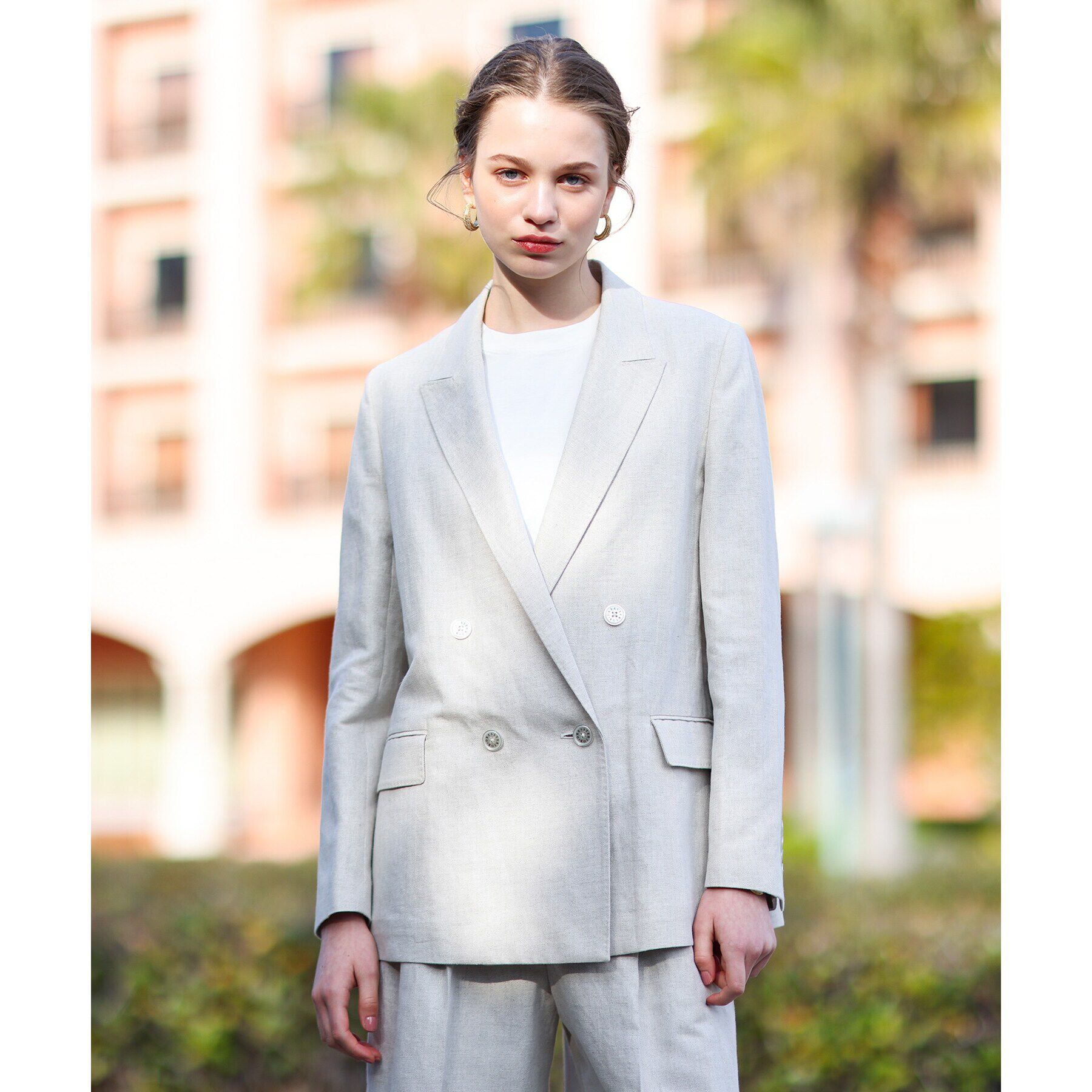 DRESSTERIOR「【CLASSY.5月号掲載】【セットアップ可】コットンリネンダブルジャケット」|テーラードジャケット|ベージュ(052)