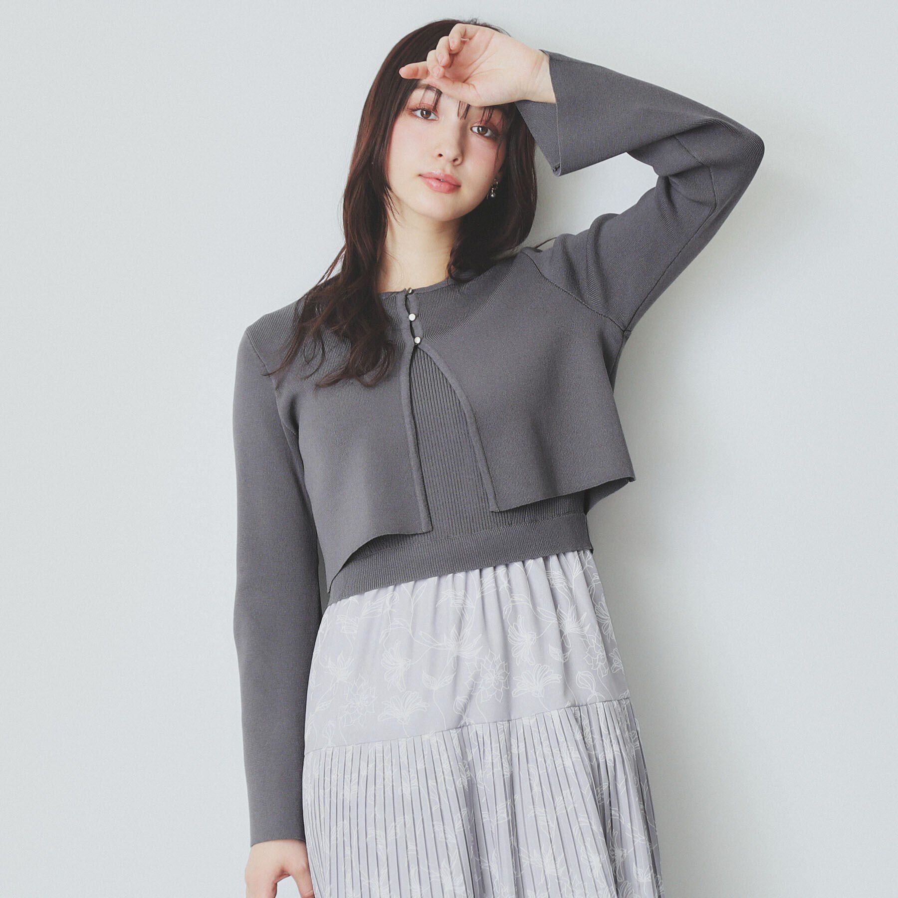 index「《ツインセット》カーディガン&times;ニットドッキングワンピース【洗濯機洗い可】」|スーツ|