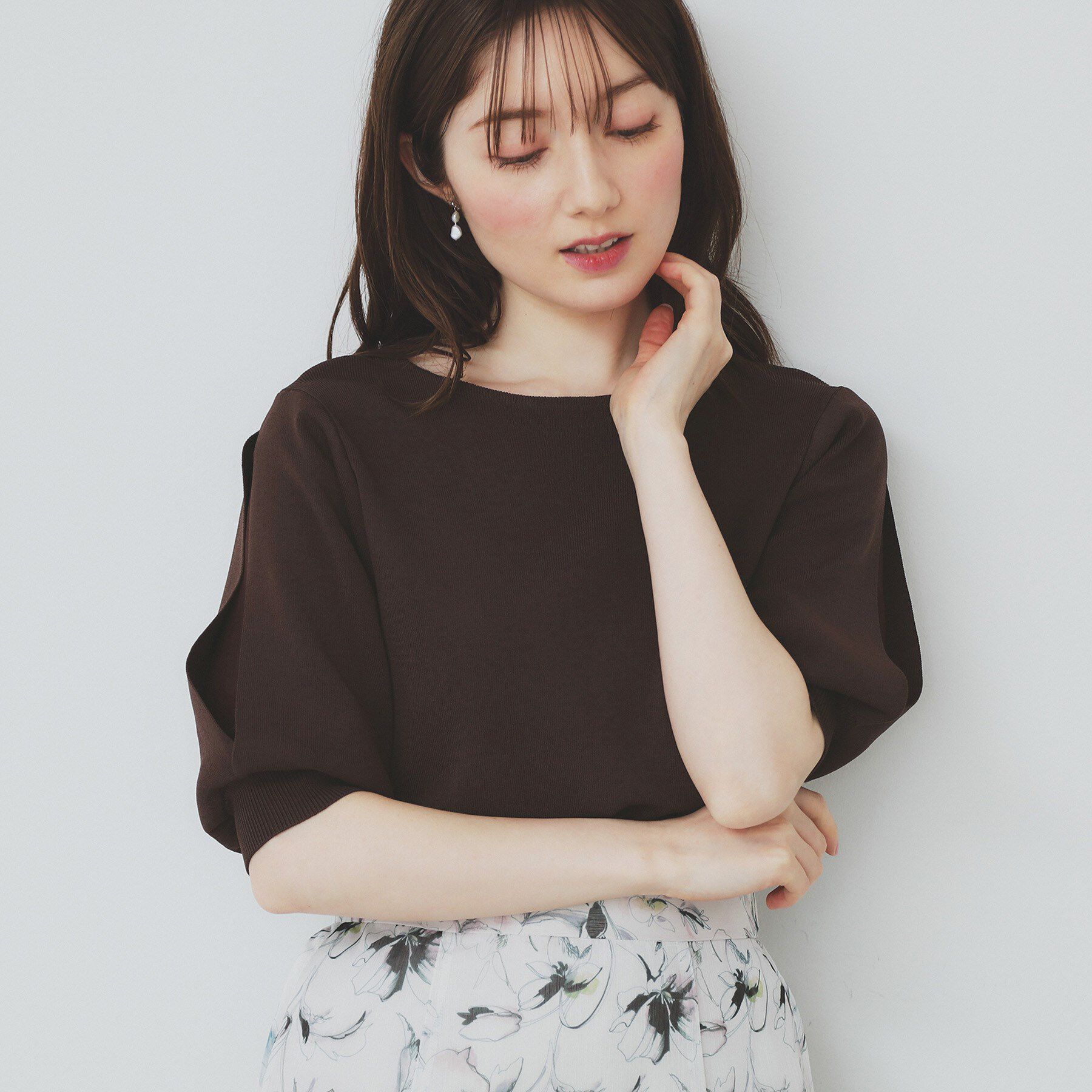 index「《6色展開/XS-LLサイズ》ドライタッチ デザインスリーブニット【洗濯機洗い可/接触冷感/抗ピル】」|ニット・セーター|