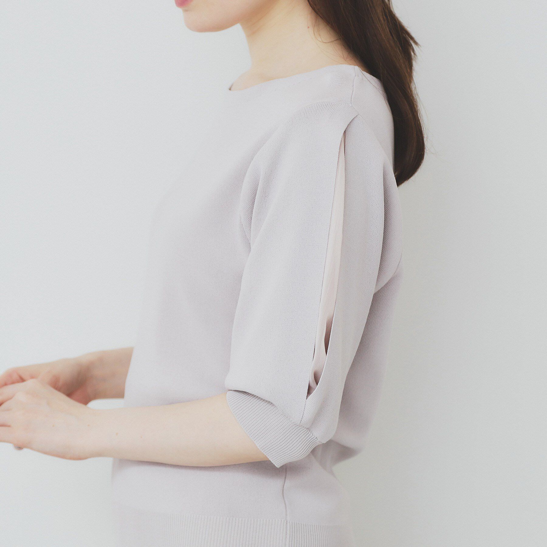 index「《6色展開/XS-LLサイズ》ドライタッチ デザインスリーブニット【洗濯機洗い可/接触冷感/抗ピル】」|ニット・セーター|