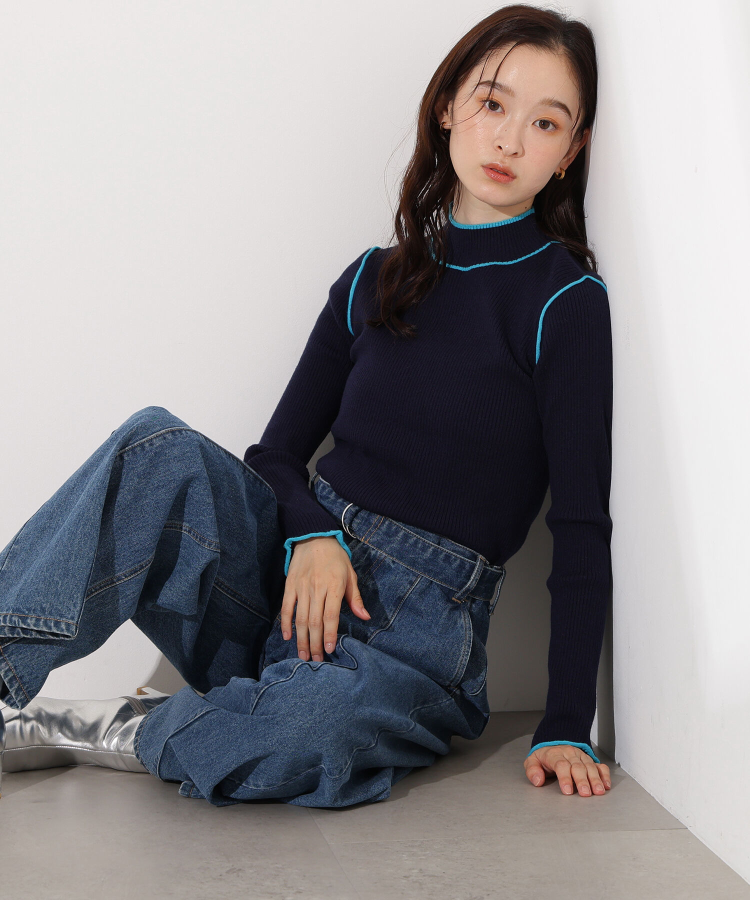  「ラインモックネックニット」|ニット・セーター|