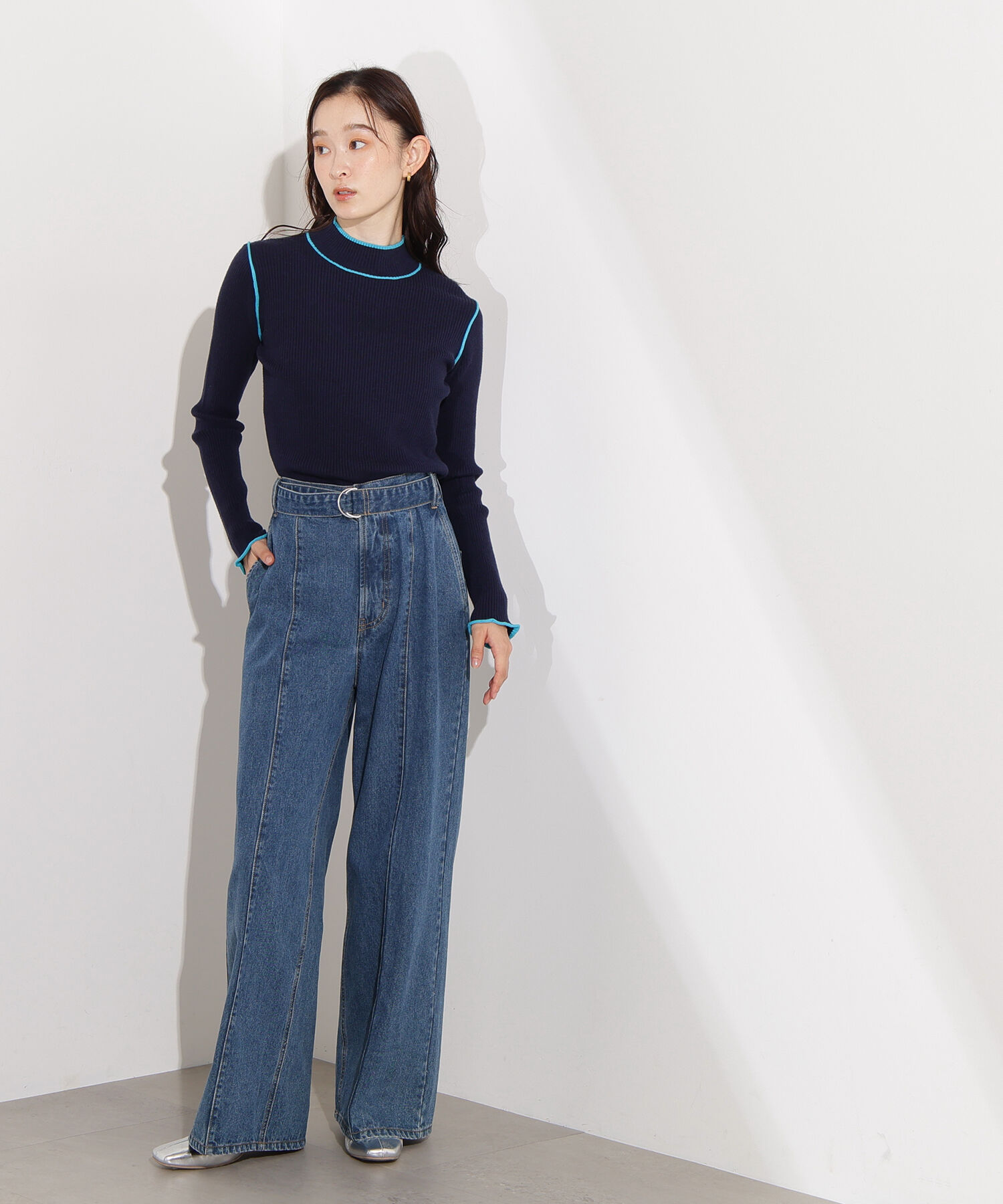  「ラインモックネックニット」|ニット・セーター|