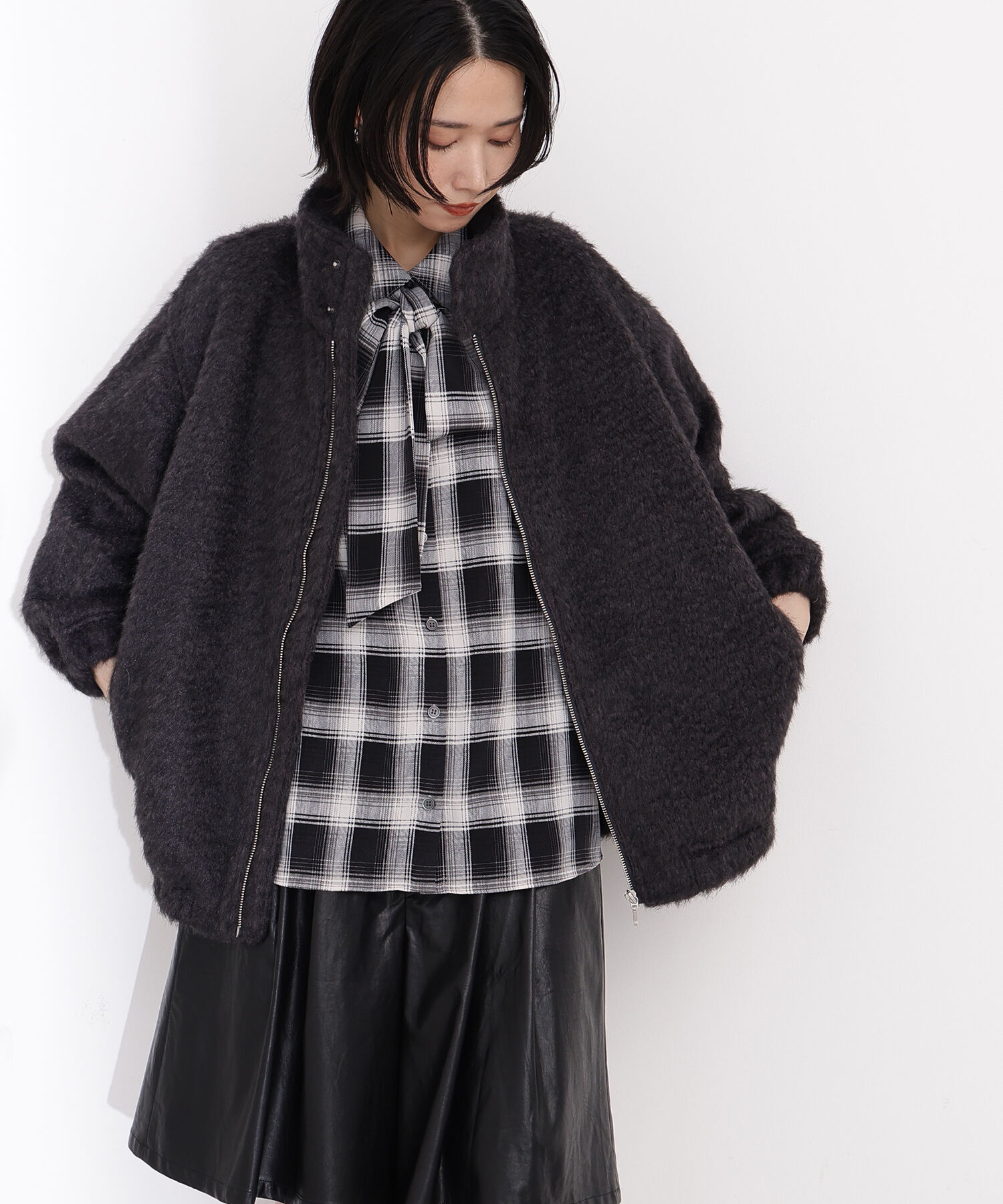  「スタンドネックシャギーブルゾン」|ブルゾン・スタジャン|