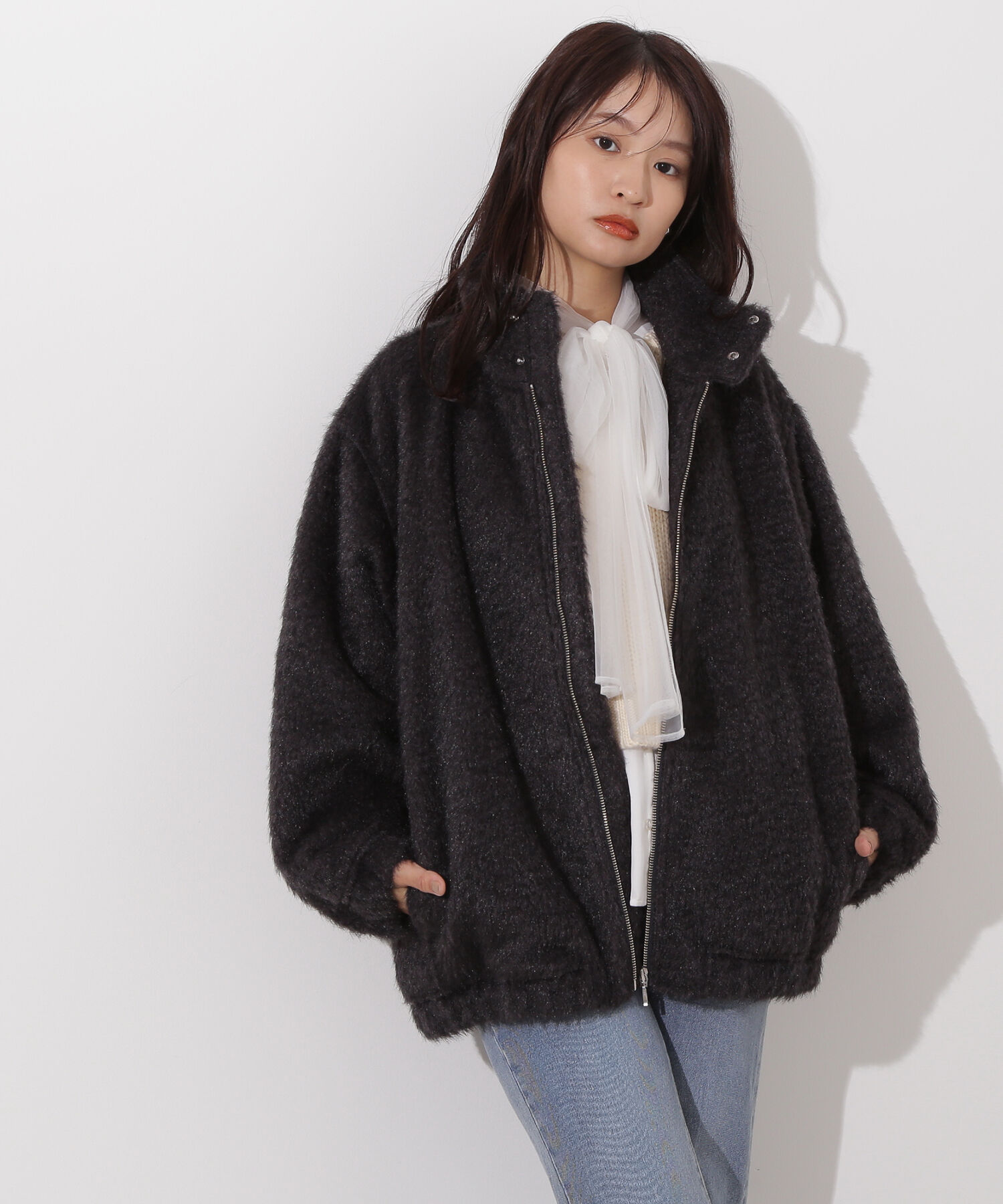  「スタンドネックシャギーブルゾン」|ブルゾン・スタジャン|