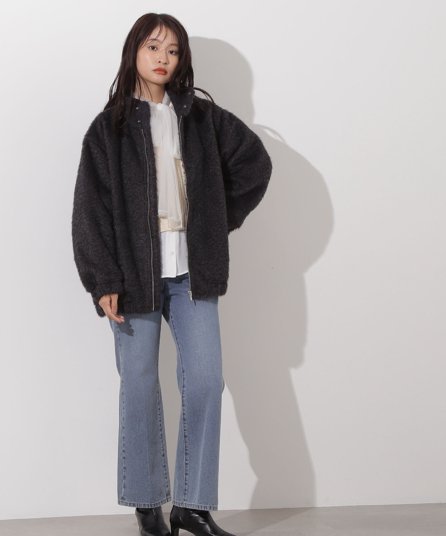  「スタンドネックシャギーブルゾン」|ブルゾン・スタジャン|