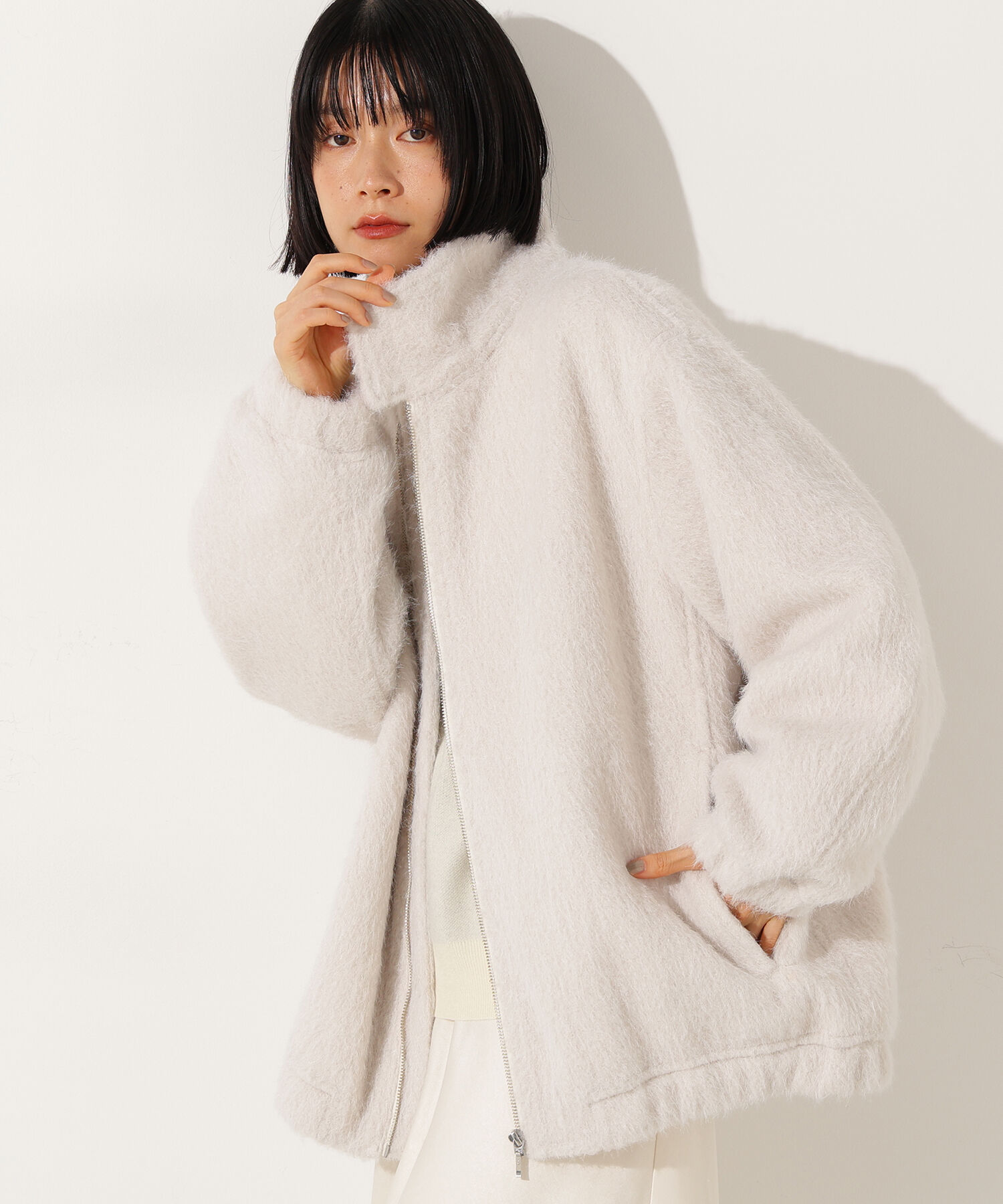  「スタンドネックシャギーブルゾン」|ブルゾン・スタジャン|