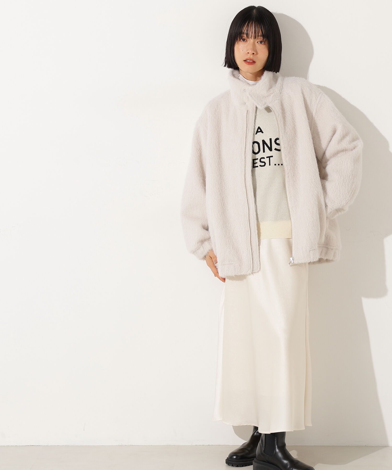  「スタンドネックシャギーブルゾン」|ブルゾン・スタジャン|