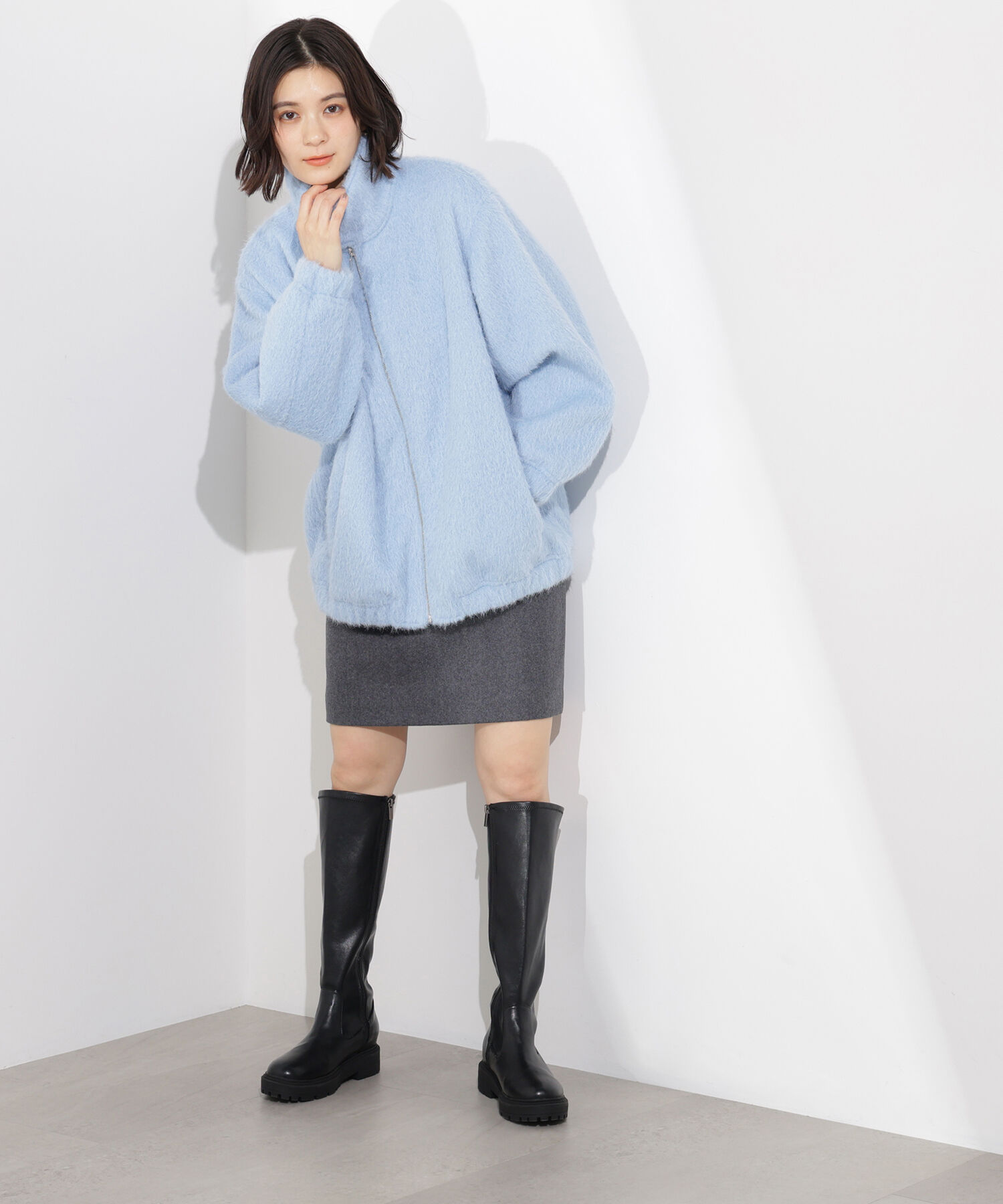  「スタンドネックシャギーブルゾン」|ブルゾン・スタジャン|